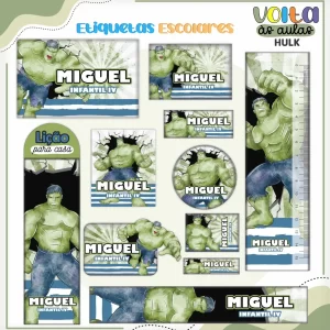 Volta as Aulas Etiqueta Escolar Hulk