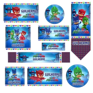 Volta as Aulas Etiqueta Escolar PJ Masks