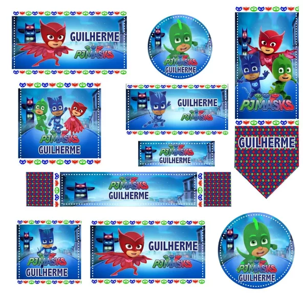 Volta as Aulas Etiqueta Escolar PJ Masks