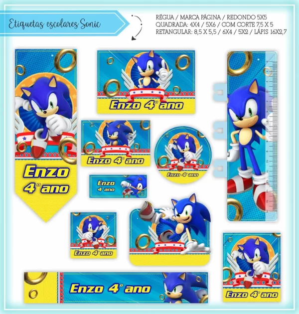 Volta as Aulas Etiqueta Escolar Sonic