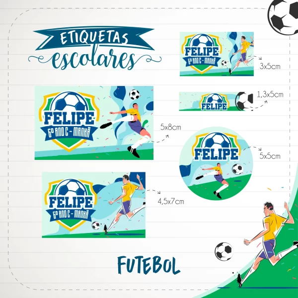 Etiqueta Escolar Futebol Studio e Pdf