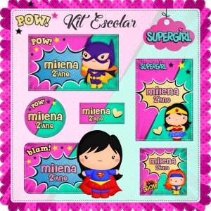 Etiqueta Escolar Super Hero Girls