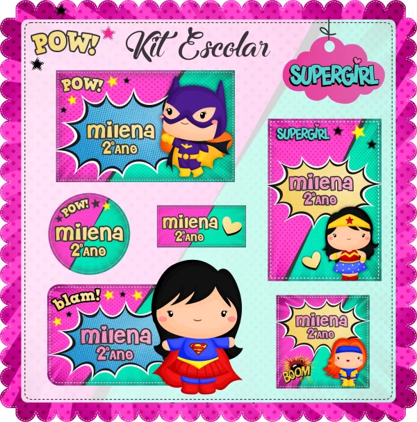 Etiqueta Escolar Super Hero Girls