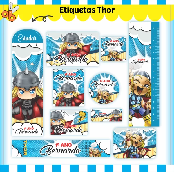 Etiqueta Escolar Thor Studio, Png, Cdr e Pdf