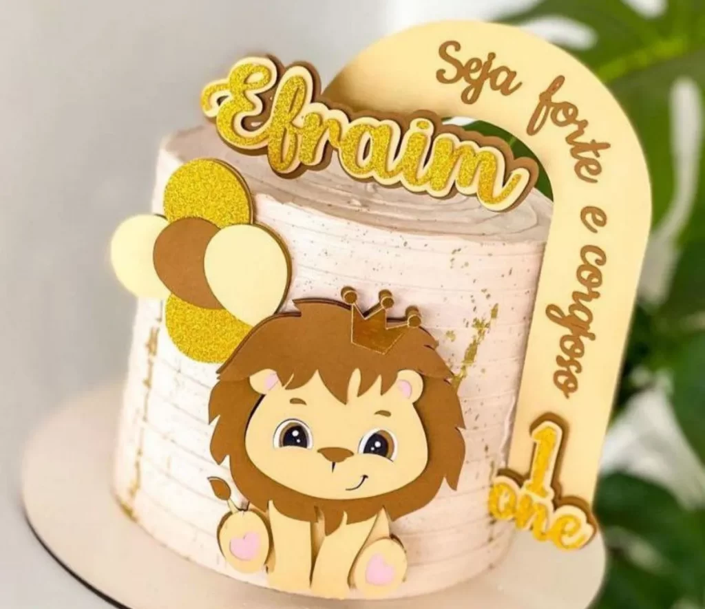 Arquivo digital Leão Seja Forte para topo de bolo e decoração de festa de aniversário infantil temática.