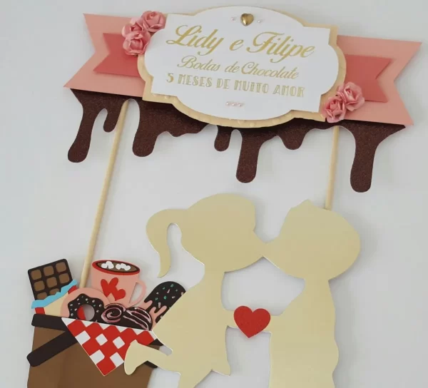 Topo de Bolo Bodas de Chocolate Studio