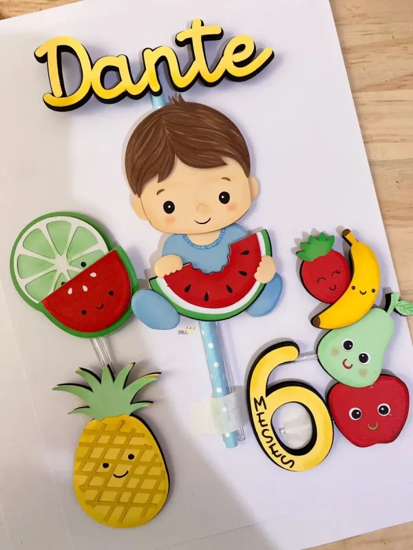 Topo de Bolo Frutinhas Frutas Bebê Studio