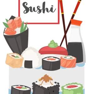 Topo de Bolo Sushi Silhouette Studio