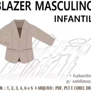 Molde Blazer Masculino Infantil 1 ao 8 Anos Pdf e Cdr