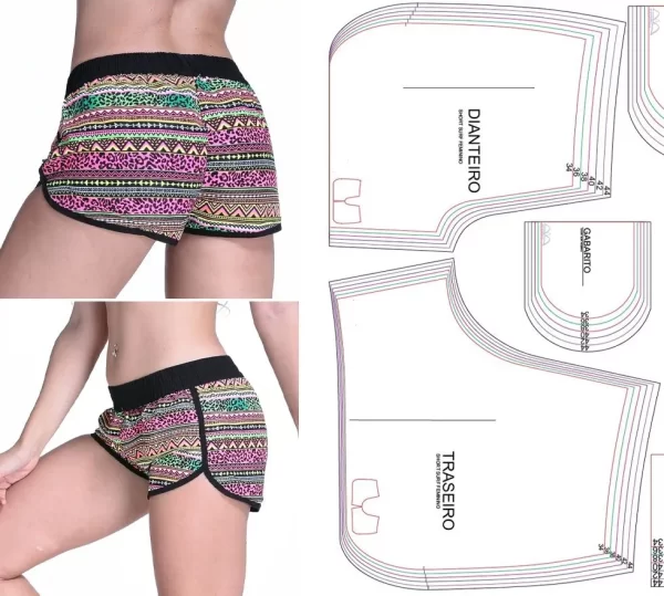 Molde Shorts Surf Feminino 34 ao 44 Pdf e Cdr