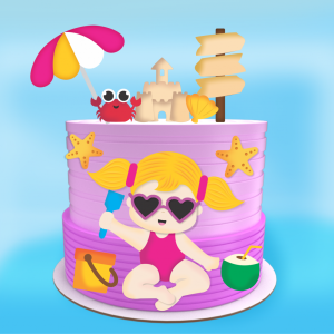 Topo de Bolo Menina na Praia Studio