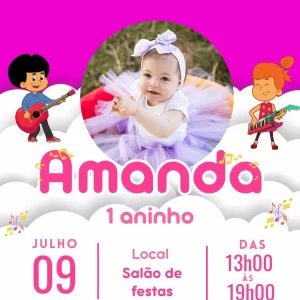 Convite Virtual Animado 3 Palavrinhas Menina