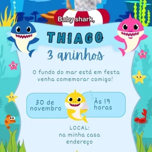 Convite Virtual Animado Baby Shark