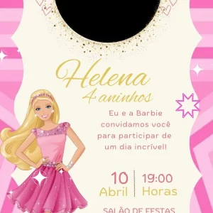 Convite Aniversário Animado Barbie