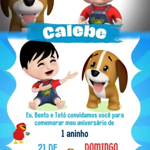 Convite Aniversário Animado Bento e Totó