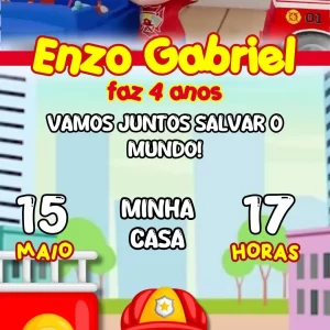 Convite Virtual Animado Bombeiro