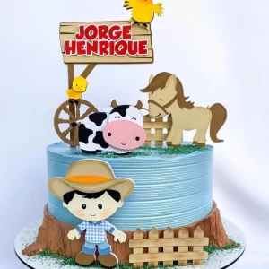 Arquivo digital Studio topo de bolo fazenda, pronto para imprimir e decorar festas infantis.