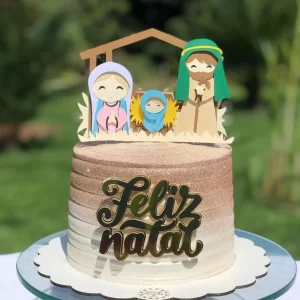 Topo de Bolo Natal Religioso Silhouette Studio