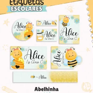 Adesivo Escolar Abelhinha Studio, Png e Pdf