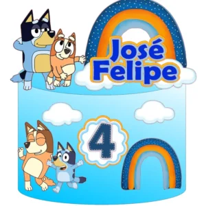 Aniversário Topper de Bolo Bluey Studio
