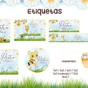 Arquivo Etiqueta Escolar Abelhinha Png