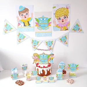 Decoração Tema Carnaval Azul Studio e Pdf