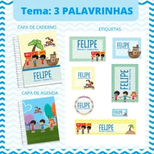 Etiqueta Escolar 3 Palavrinhas Menino Studio