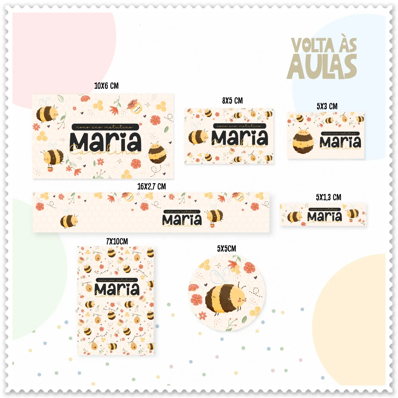 Etiqueta Escolar Abelhinha Studio, Dxf e Png