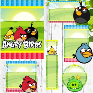 Etiqueta Escolar tema Angry Birds Studio
