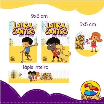 Molde Etiqueta Escolar 3 Palavrinhas Menina