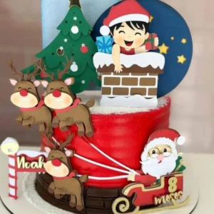Topo de Bolo Natal Papai Noel Treno Studio