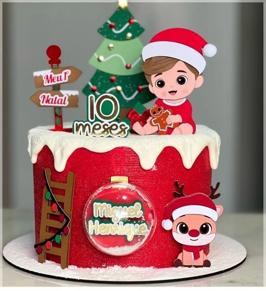 Topo de bolo natal menino studio