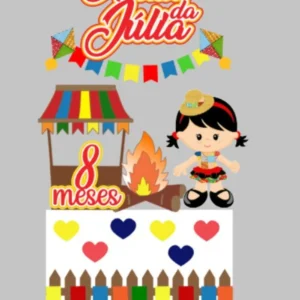 Topper de Bolo Festa Junina Menina Studio